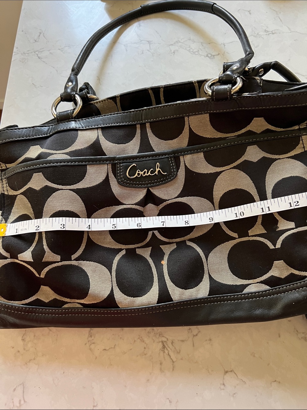 Coach Black and Cream Signature Canvas Tote with Leather Trim bonus wallet inc. - Picture 5 of 9
